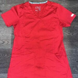 Edge Women's Red V-neck Scrub Top